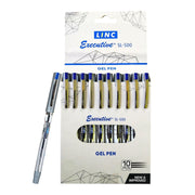 LINC 0.55mm Executive SL-500 Gel Pen | Water-Proof Ink & Textured Grip (Blue Ink, Pack of 10)