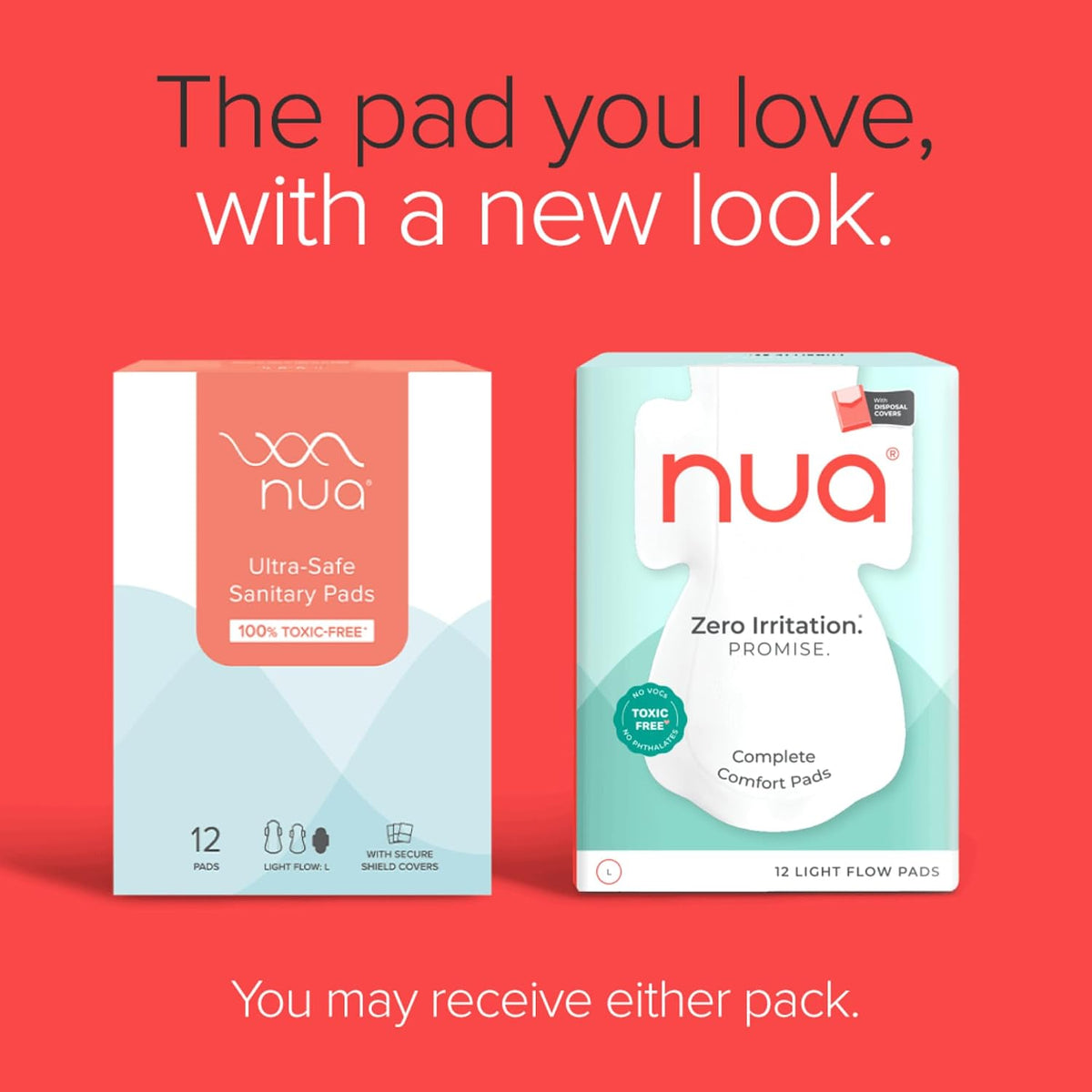 Nua Ultra-Safe Sanitary Pads For Women | 12 Ultra Thin Pads | Light-L | Safe on Skin | Toxic-Free & Rash-Free | Unscented | Leakproof | With 12 Secure Shield Covers| Made Safe