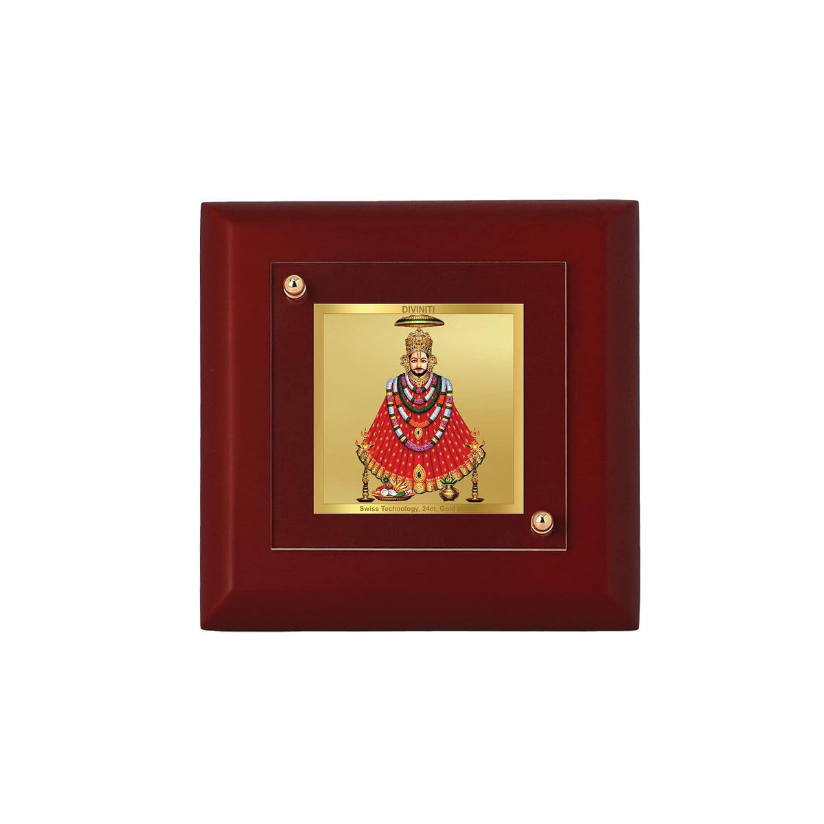 DIVINITI Khatu Shyam Ji 24K Gold Plated MDF Photo Frame|Premium Religious Table Top Frame for Home, Office & Prayer Room|Luxury Spiritual Gift Item for Housewarming, Festive Gifting|10 x 10 CM