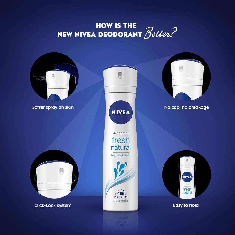Nivea Female Fresh Natural Deodorant Spray , 150Ml (Pack Of 3)