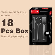 Parage 18 Pieces Stainless Steel Cutlery Set, Premium Cutlery for Home & Kitchen, Luxury Dining Tableware Gift for House Warming, Silver, Imperial (6 Pieces Each Table Spoons, Forks & Tea Spoons)