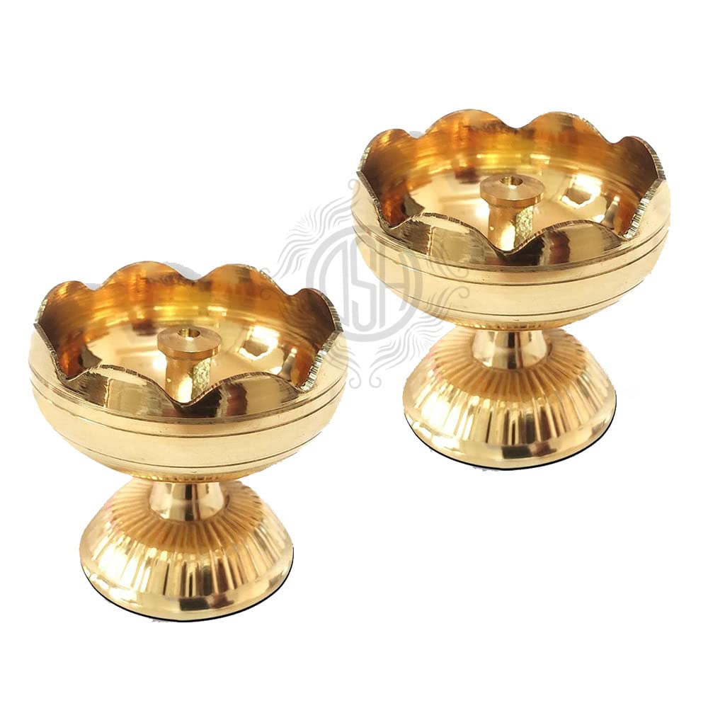 DSH Brass Diya Pure Brass Traditional Oil Puja Lamp for Temple, Mandir, Festival Decoration, Home Decor & Diwali Gift