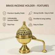 DSH CRAFTING YOUR CURIOSITY Dsh Home Purifying Brass Dhuna Loban Burner Dhooni Dhoop Dani Dhuni Brass Table Dhoop Dani Incense Burner for Loban. (Gold)