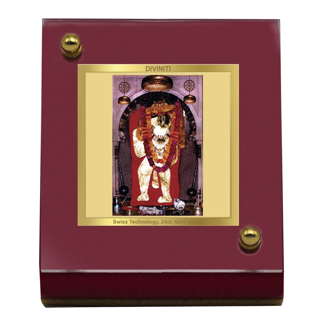 DIVINITI 24K Gold Plated Religious Car Dashboard Frame | Premium God Idol Frame for Car, Home Mandir & Office Table | Spiritual Gift, Decorative Showpiece | Mehndipur - Balaji