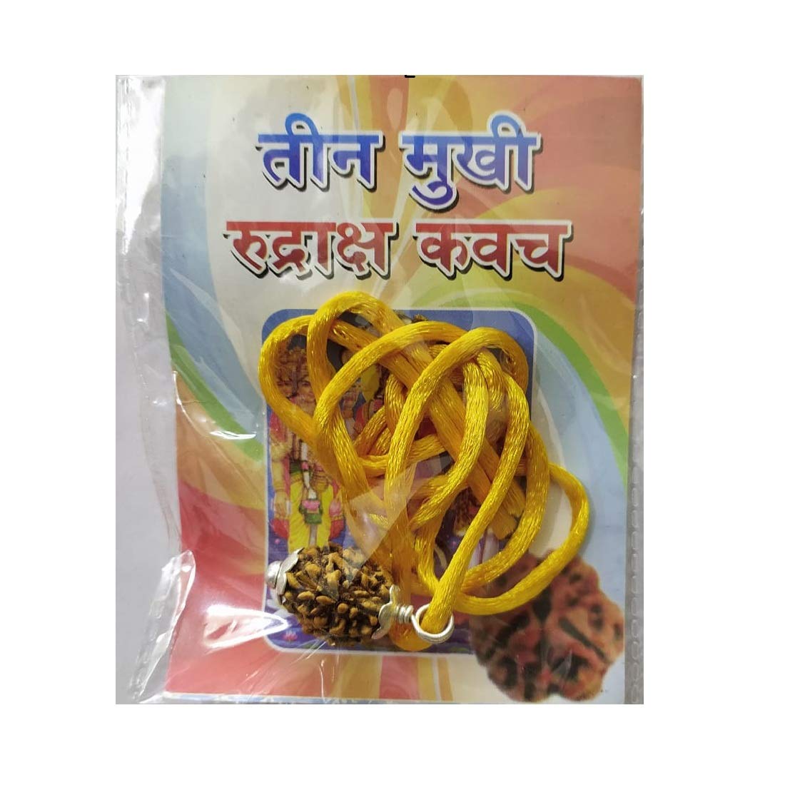 ASTRODIDI 3 Mukhi Rudraksha Kawach 3 Face Pendant (Brown)
