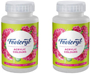 Fevicryl Acrylic Colour, Art and Craft Paint, DIY Paint, Rich Pigment, Non-Craking Paint for Canvas, Wood, Leather, Earthenware, Metal | Ideal for Artists | White, 500ml (Pack of 2)