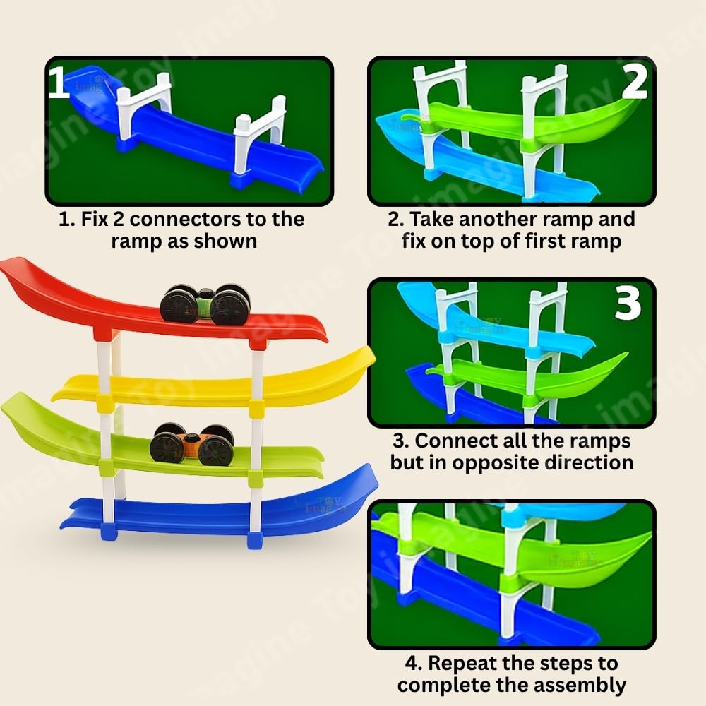 Toy Imagine 4-Level Car Ramp Racer Toy with 4 Cars