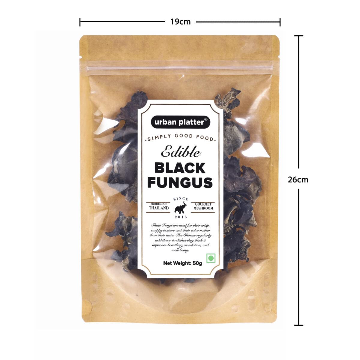Urban Platter Edible Black Fungus Cloud Ear and Wood Ear Mushrooms, 50 g