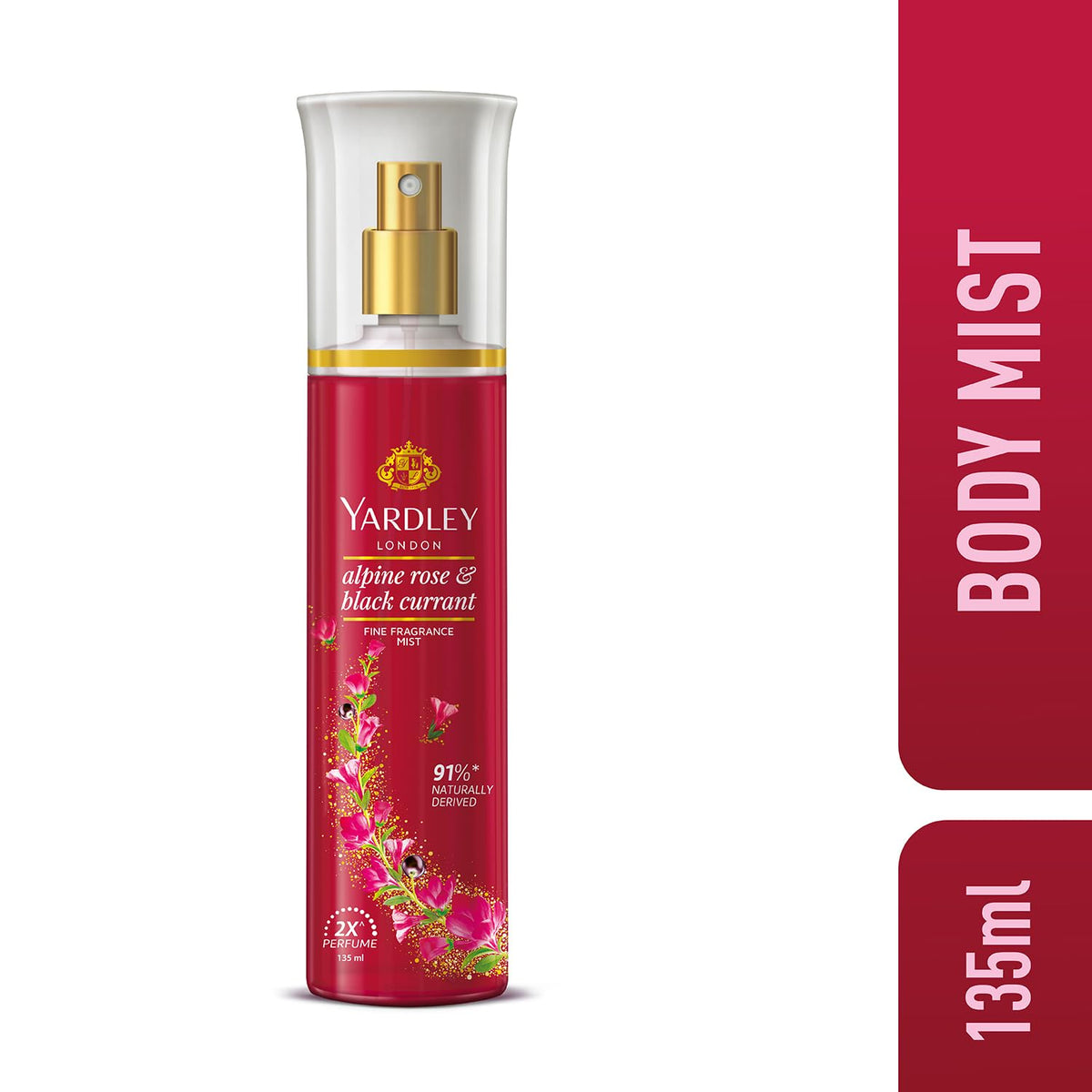 Yardley London Alpine Rose & Black Currant Fine Fragrance Mist Spray| 2X Perfume Spray For Women| 91% Naturally Derived| 135ml
