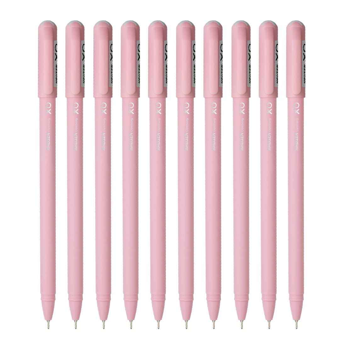 Hauser XO Girls Squad Pink Body 0.7mm Ball Pen | Minimalistic Body with Matt Finish Body | Black Ink, Pack of 10 Pens