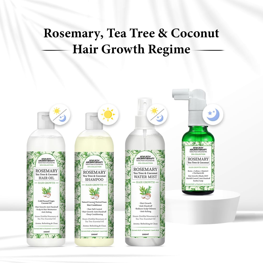 KEYA SETH AROMATHERAPY Rosemary Tea Tree Coconut Hair Growth Serum, Biotin Caffeine Vitamin E B5, Blocks DHT, Hair fall Control, Dandruff Soothing 30ml