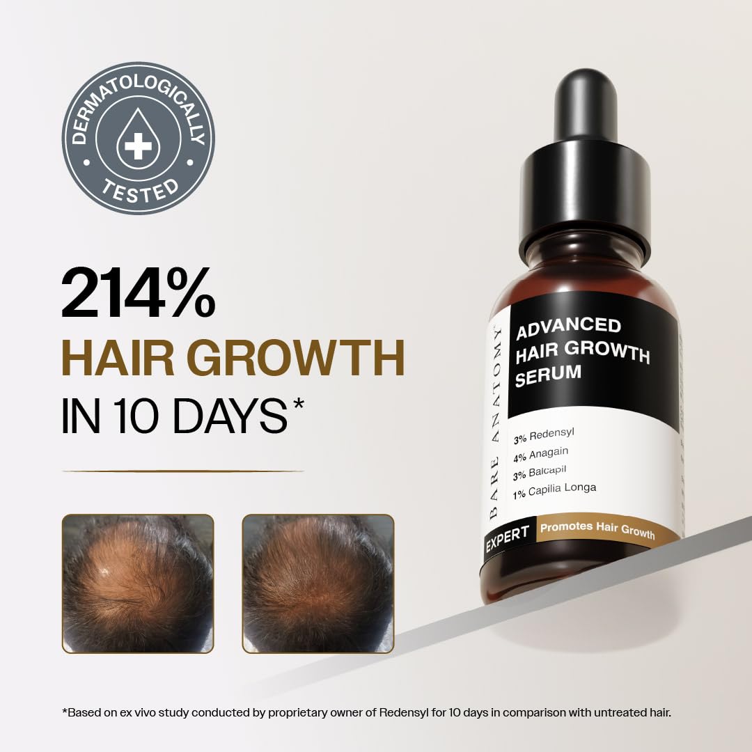 Bare Anatomy Expert Anti-Hair Fall Shampoo (100ml) & Advanced Hair Growth Serum (30ml) | Adenosine + Redensyl + Rice Water + Rosemary| Hair Growth & Hair Fall Control Combo for Women & Men