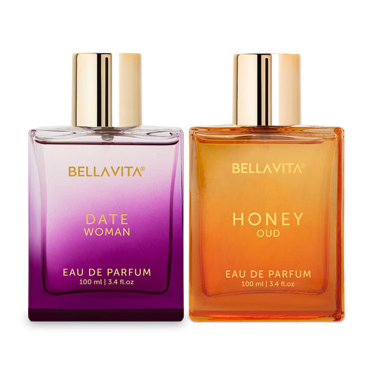 Bella Vita Luxury The Sweet Spot | Date Woman & Honey Oud Unisex | Long Lasting Perfume for Men and Women | 2 x 100ml | Floral, Woody & Fruity Premium | Fragrance You’ll Love