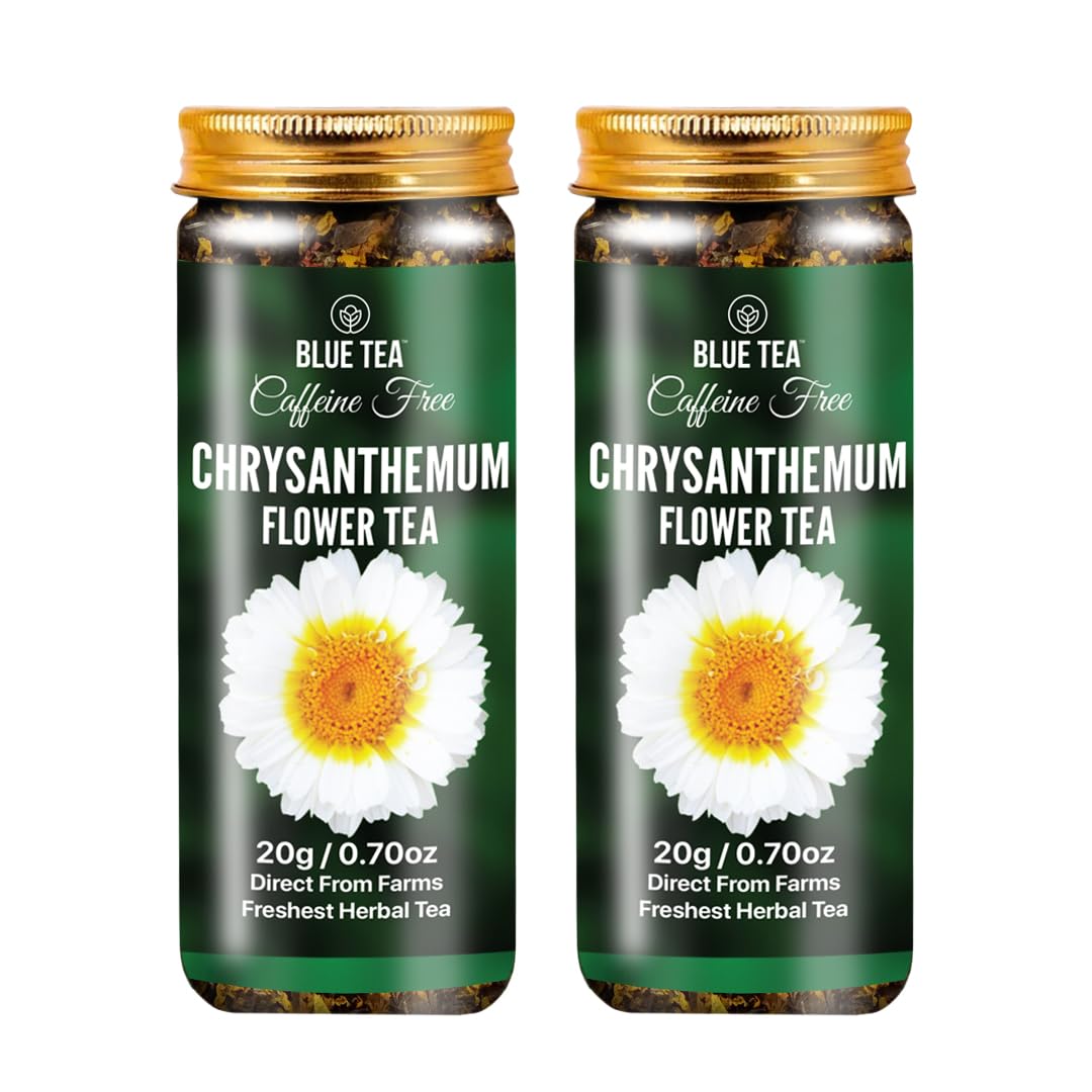 BLUE TEA - Chrysanthemum Flower Tea - 20gm - 20 Cups | SUPER ANTIOXIDANT | Cooling And Refreshing | Flower Based - Herbal Tea - Caffeine Free | Pet Jar Packaging
