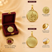 DIVINITI 24K Gold Plated Double-Sided Religious Pendant with Premium Gift Box, Spiritual Locket for Men & Women, Devotional Jewellery for Gifting & Everyday Wear | Saraswati & Yantra