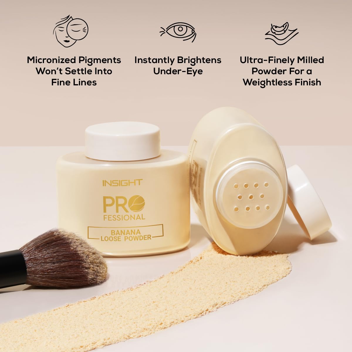 INSIGHT Professional Banana Powder (35g) | Oil Control Matte Finish | Long lasting Wear | Flashback free | Non Cakey Formula | Full Coverage for All Skin Types