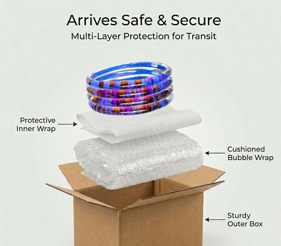 NMII Premium Glass Bangle Set for Women | Multicolour Designer Kangan | Lightweight Fashion Jewellery | 3D Transparent Chudi Set | Ethnic Party Bangles