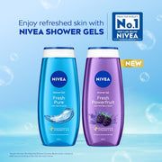 NIVEA Fresh Pure Refreshing Body Wash with Sea Minerals for Fresh, Clean Skin, Pure Glycerin, Vitamins C & E and Care Oil for Lasting Moisture, Shower Gel for Soft & Healthy & Moisturized Skin, 125 ml