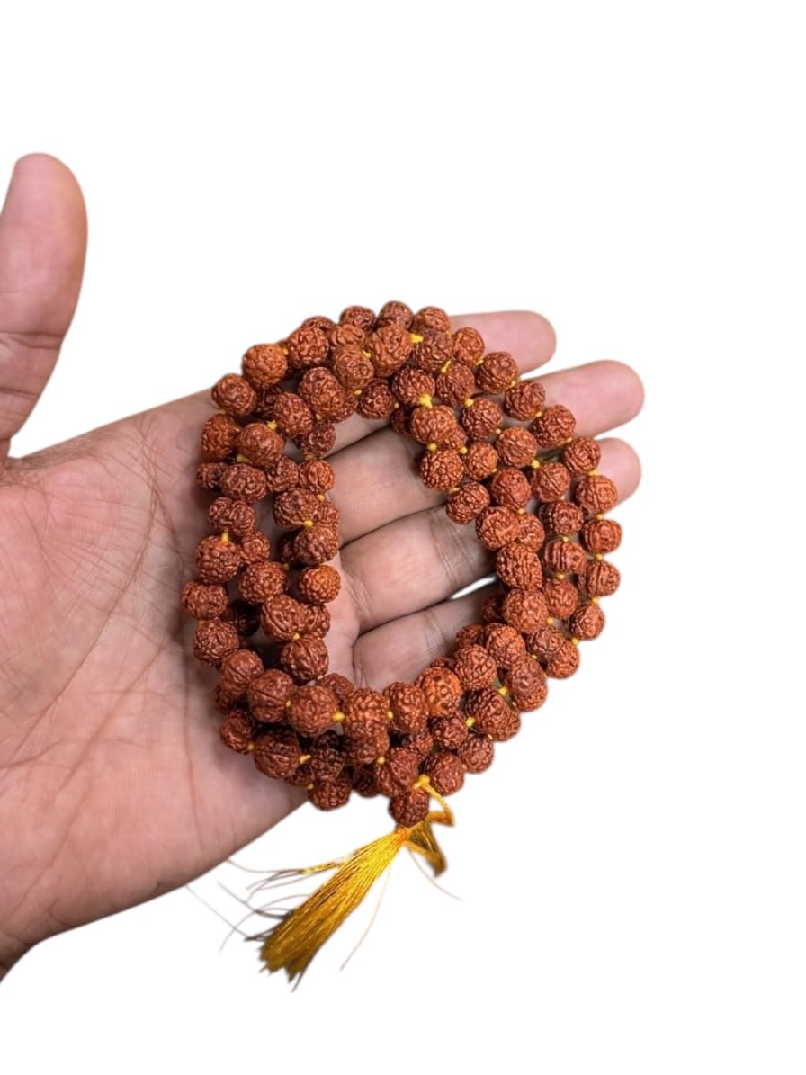 RudraDivine Natural 5 Mukhi Rudraksha Mala with Gomukhi Bag for Mantra Jaap & Wearing | Lab Certified 108+1 Beads Rudraksha Mala | Spiritual Meditation Prayer Mala for Men & Women