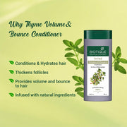 Biotique Thyme Volume Conditioner For Fine And Thinning Hair | Gives Volume And Bounce To Hair | Helps In Thicken Follicles |Suitable For All Skin Types | 180Ml, Peppermint, 180 Millilitre