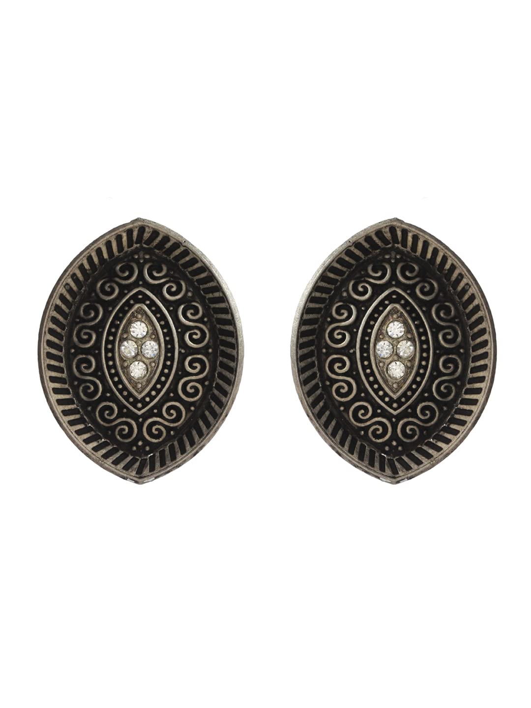 Priyaasi Stylish Studded Silver and Gold Plated Stud Earring Set of 2 for Womens - Modern Stylish Fashionable Earrings for Engagements, Anniversaries, Birthdays