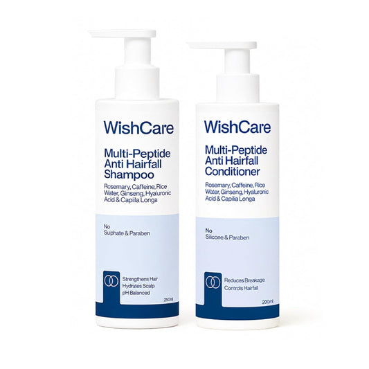 WishCare Multi Peptide Anti Hairfall Shampoo & Conditioner Combo | With Rice Water, Rosemary, Hyaluronic Acid & Caffeine | Strengthens Hair, Reduces Breakage, Boosts Growth | For All Hair Types