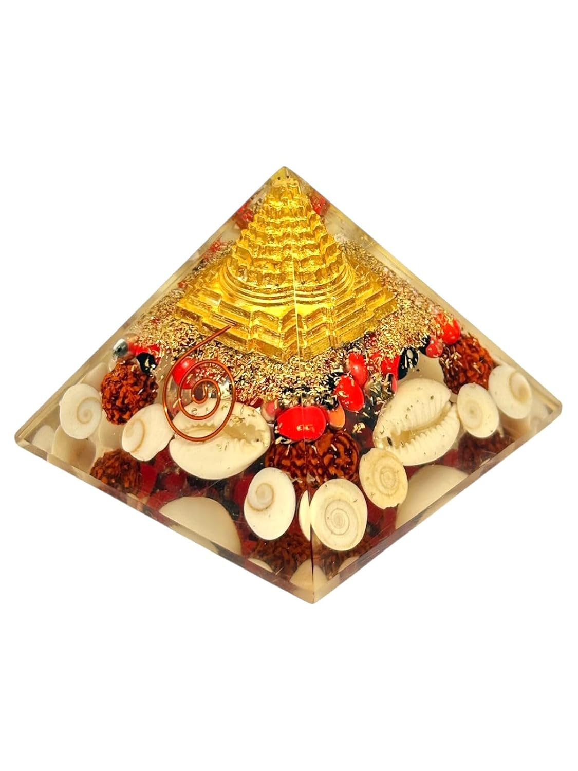 RUDRADIVINE Vaastu Gomati Chakra Lakshmi Shree Yantra Pyramid 2.5×2.5 Inch – Spiritual Wealth Pyramid for Meditation, Prosperity & Positive Energy