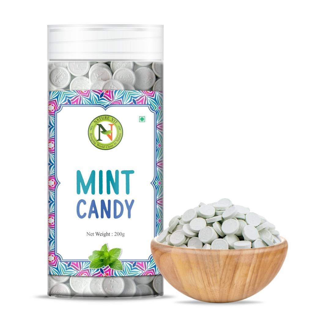 NatureVit Mint Candy 200g | Cool & Refreshing Mouth Freshener | Digestive Treat for All Ages | Vegetarian