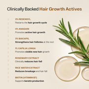 Bare Anatomy Advanced Hair Growth Serum | 3% Redensyl, 4% Anagain, 3% Baicapil, 1% Capilia Longa, Rosemary, Biotin & Rice Extract | Hairfall control & Hair Density | Women & Men | 30ml