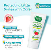 Mother Sparsh Natural Toothpaste for Kids Strawberry+Blueberry (Pack of 2, 50g each) , Strengthens Gums, Whitens Teeth | Baby Toothpaste Free from Preservatives & Fluoride