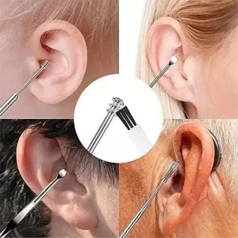 E-COSMOS® Ear Wax Cleaner - Resuable Ear Cleaner Tool Set with Storage Box - Ear Wax Remover Tool Kit with Ear Curette Cleaner and Spring Ear Buds Cleaner - 6 Pc, (EarCleaner6Pcs)
