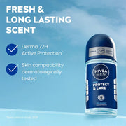 NIVEA Men Fresh Woody Protect And Care Roll On, 50Ml, Pack Of 1