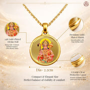 Diviniti 24K Gold Plated Ram Sita & Hanuman Ji Pendant For Men, Women & Kids 22 MM Double Sided Stylish Pendant Necklace For Girls Divine God Pendant For Birthday Gift, Anniversary Gift