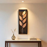 DSH Leaf Wall Art Panels Modern Rustic Home Décor Wall Hanging Sculpture for Living Room, Bedroom & Office (45X15 CM) Decoration Item (Titan Leaf, 1 Frame)