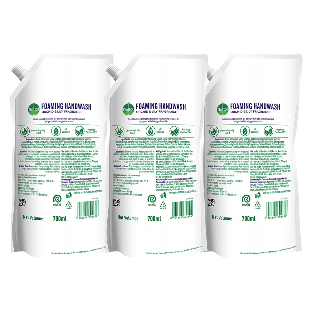 Dettol Orchid & Lily Foaming Handwash Refill 700ml (Pack of 3)