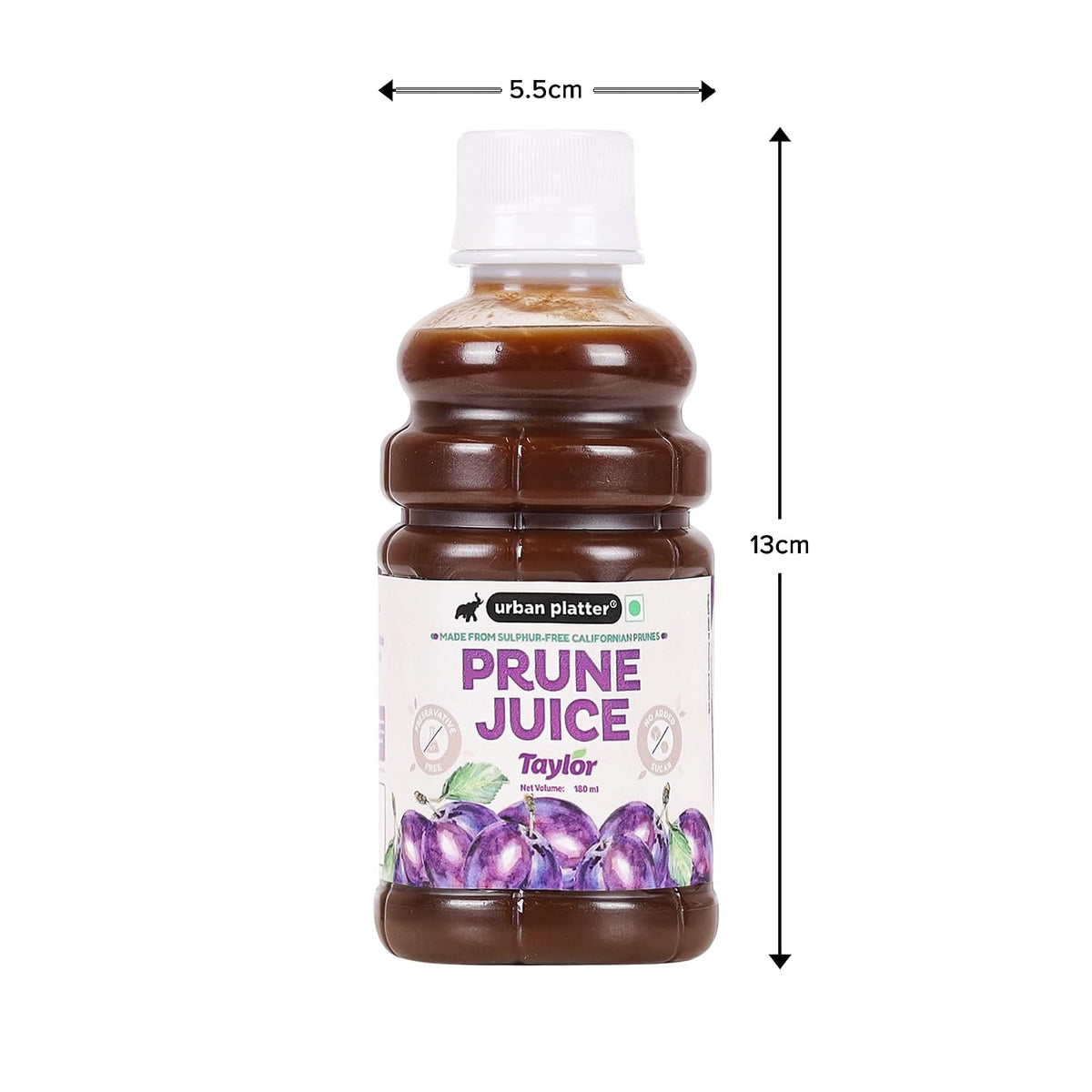 Urban Platter Pure California Prune Juice, 180ml (No Added Sugar | Natural Digestive Support | Source of Antioxidants & Potassium | Preservative-Free)