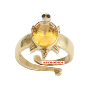 ASTRODIDI Yellow Zircon Stone Tortoise Ring | Adjustable Brass Kachua Turtle Meru Fashion Ring For Men Women Boys and Girls