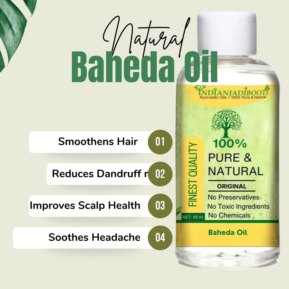 IndianJadiBooti Pure Baheda Hair & Scalp Oil | Traditional Botanical Infusion for Hair Luster, Scalp Wellness & External Grooming Rituals |100ml
