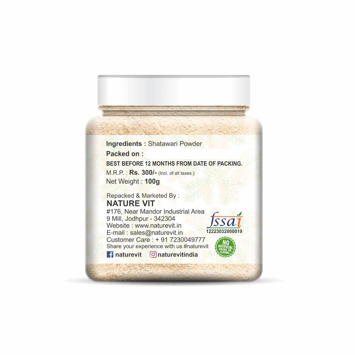 NatureVit Shatavari Powder 100g | Ayurvedic Women’s Health Supplement | 100% Pure & Natural | Supports Hormonal Balance & Immunity