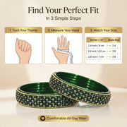 NMII Glass Golden Zircon GemStone & Beads Studded Thick Kada Set For Women & Girls | Chudi Set | Glass Bangles For Women | Fancy Kada For Women Party, Wedding, Occasion, Daily use
