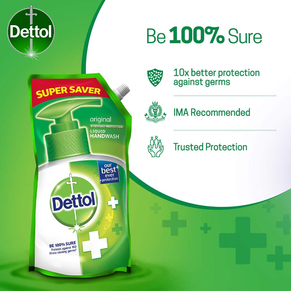 Dettol Kitchen Gel - 400 ml (Lemon) with Dettol Original Liquid Soap Refill - 750 ml