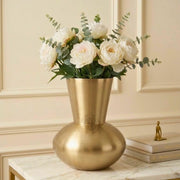 DSH Luxury Gold Designer Flower Vase Contemporary Metal Vase (8X10 in) Elegant Home Décor Accent for Living Room, Dining Table & Office.
