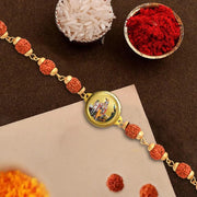 Diviniti krishna with Surbhi Cow Rudraksha Rakhi with 24K Gold Plated Foil Divine Raksha Bandhan Gift