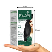 Biotique Herbcolor Conditioning Hair Colour l Ammonia Free Hair Color l 9 Organic Herbal Extracts l Natural and Healthy Shine l 50g + 110ml| Natural Black 1N (Pack of 1)
