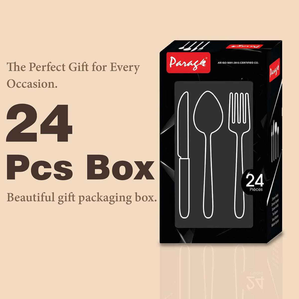 Parage 24 Pieces Stainless Steel Cutlery Set, Premium Cutlery for Home & Kitchen, Luxury Dining Tableware Gift for House Warming (6 Pieces Each Table Spoons, Table Forks, Dinner Spoons & Tea Spoons)