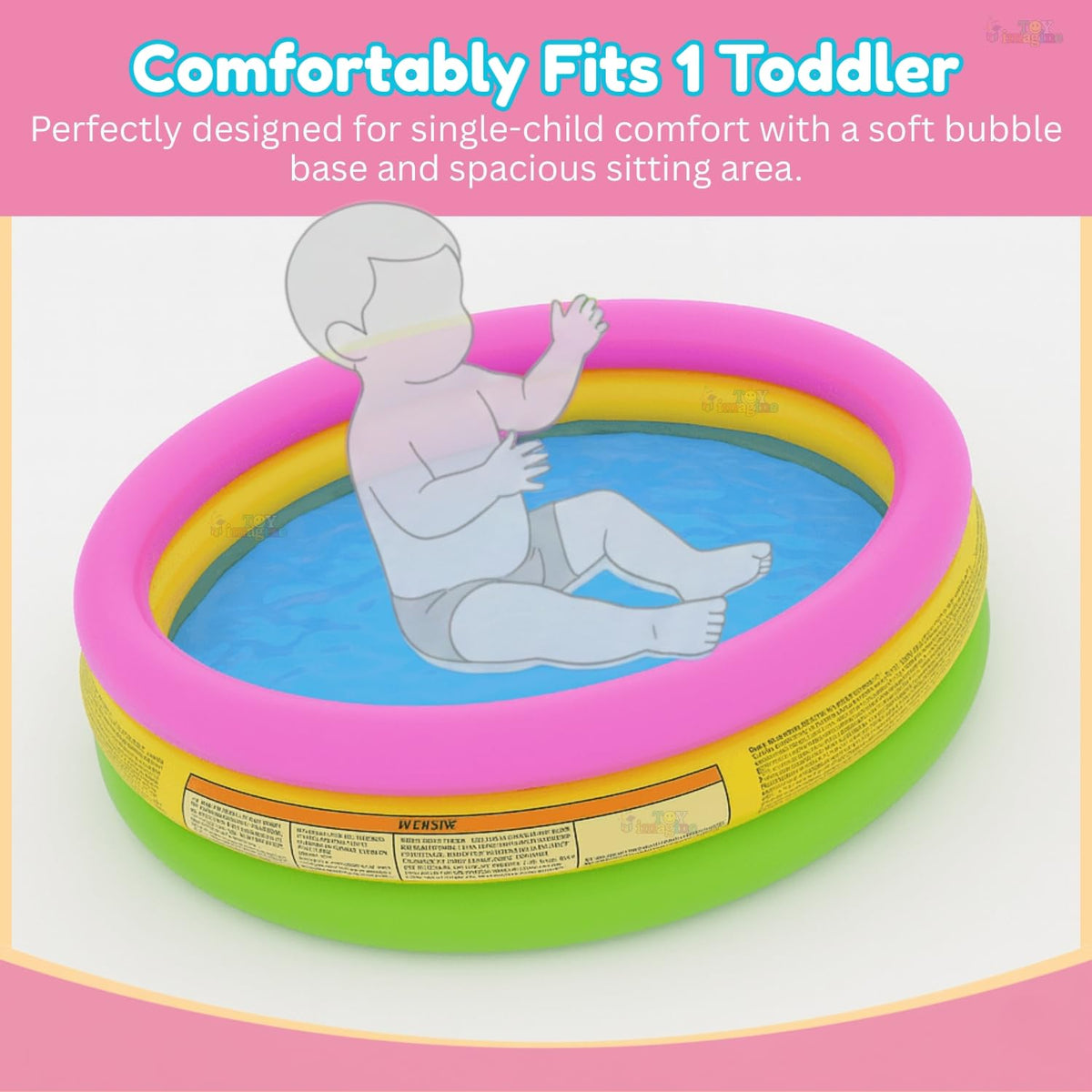 Toy Imagine Baby Bath Tub 0–3 Years | 2 Feet Round Pool 34" X 10" Sunset Glow | Soft Inflatable Baby/Kids Tub | Home & Outdoor Swimming Pool for Kids 1-5 Years, Multicolor
