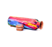 DSH Pure Copper Modern Art Printed Water Bottle, Travelling Purpose, Yoga Ayurveda Healing, 1000 ML. (Design 12)