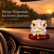 DIVINITI 999 Silver-Plated Lord Ganesha Idol with Gold Accents | Ganpati Murti for Car Dashboard, Home, Office & Puja Room | Diwali & Housewarming Gift with Premium Gift Box | 5 x 7 CM