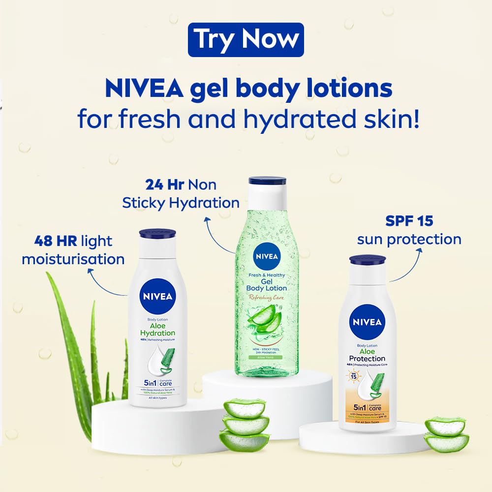 NIVEA Gel Body Lotion 75 ml | Aloe Vera | Refreshing Care For 24H Hydration | Non-Sticky | Fast Absorbing for Fresh And Healthy Skin