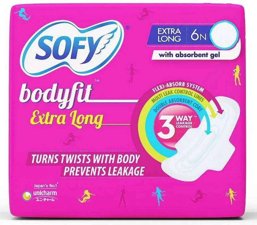 SOFY Bodyfit Extra Long- 6+6 Counts Sanitary Pad (Pack of 2)